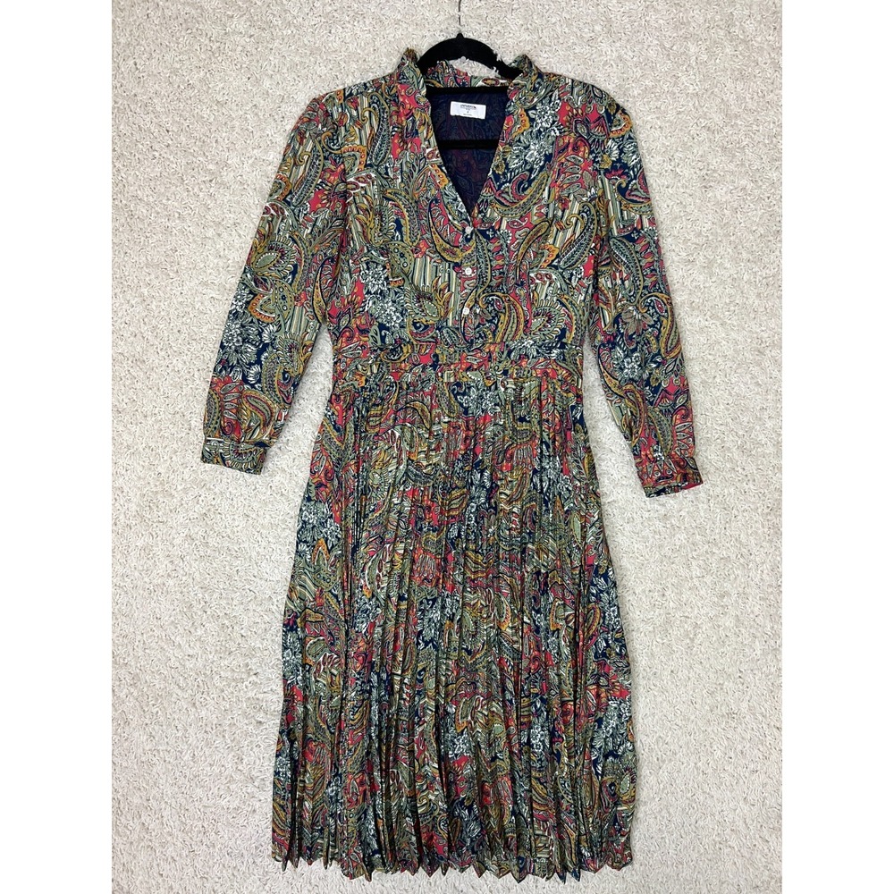 Untuck It Dress Womens 4 Accordion Pleat Livia Paisley Mature Preppy Career